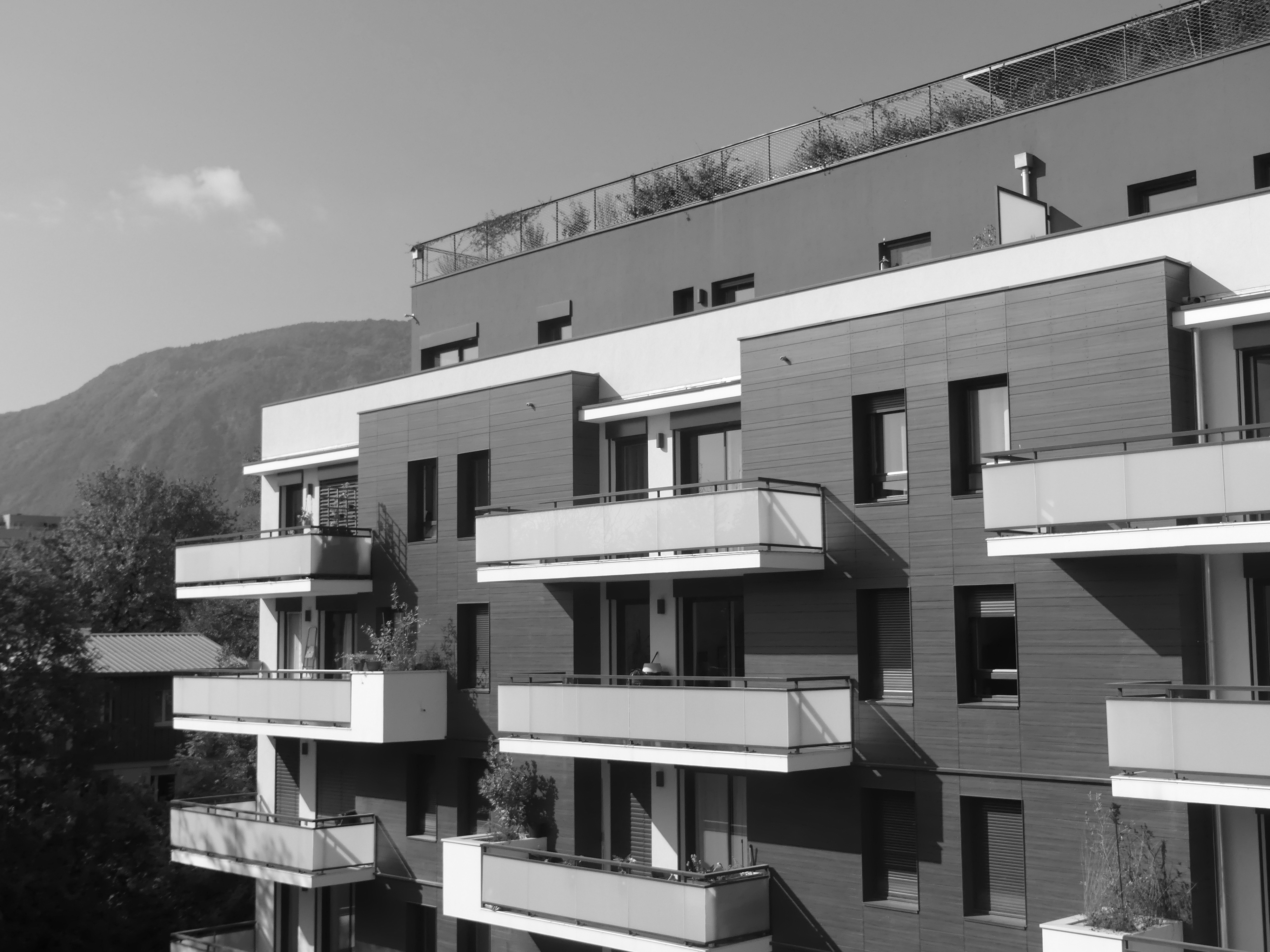 Bâtiment D, façade sud, l'Arboretum